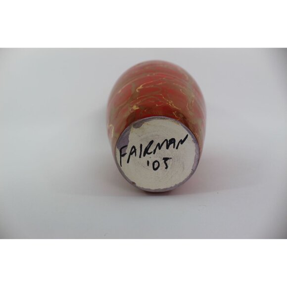 Bruce Fairman Shoulder Vase Red Gold Glaze, Signed 2005 Studio Pottery - Picture 5 of 11